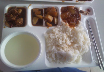 食堂提供的米饭类工作餐