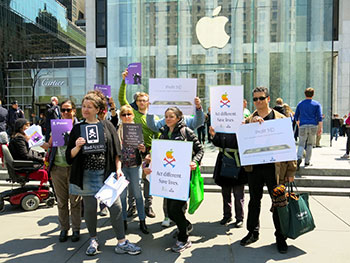 Protest in front of Apple's flagship retail store in Manhattan