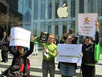 Protest in front of Apple's flagship retail store in Manhattan